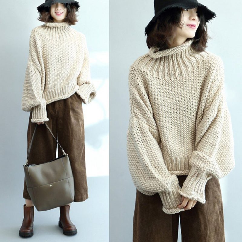 Gestrickter Rollkragenpullover