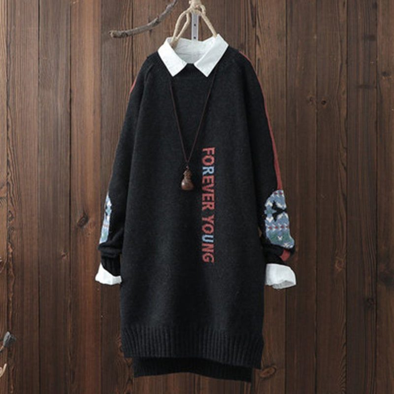 Herbst-winter-strickpullover Für Damen Mit Rundhalsausschnitt