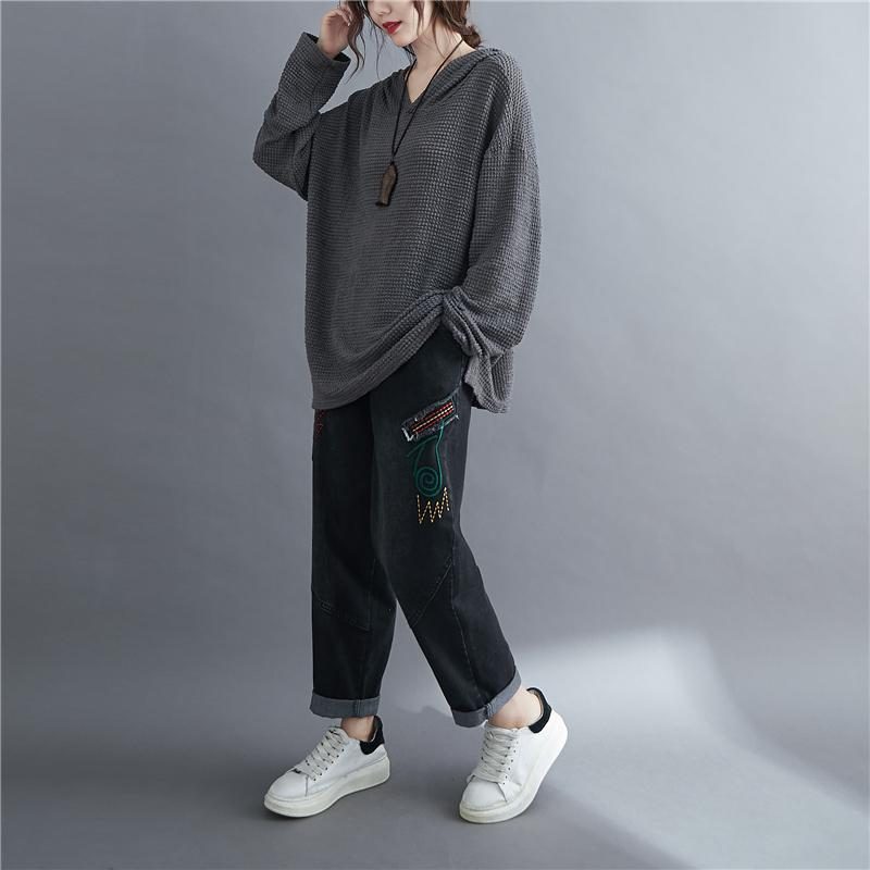 Loser Pullover Mit Kapuze Im Herbst-retro-stil