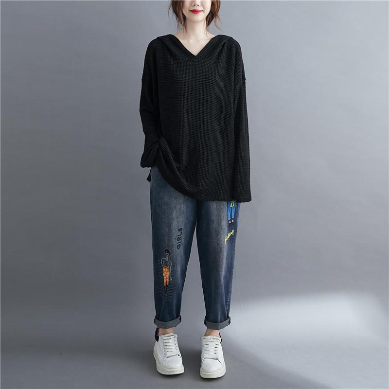 Loser Pullover Mit Kapuze Im Herbst-retro-stil