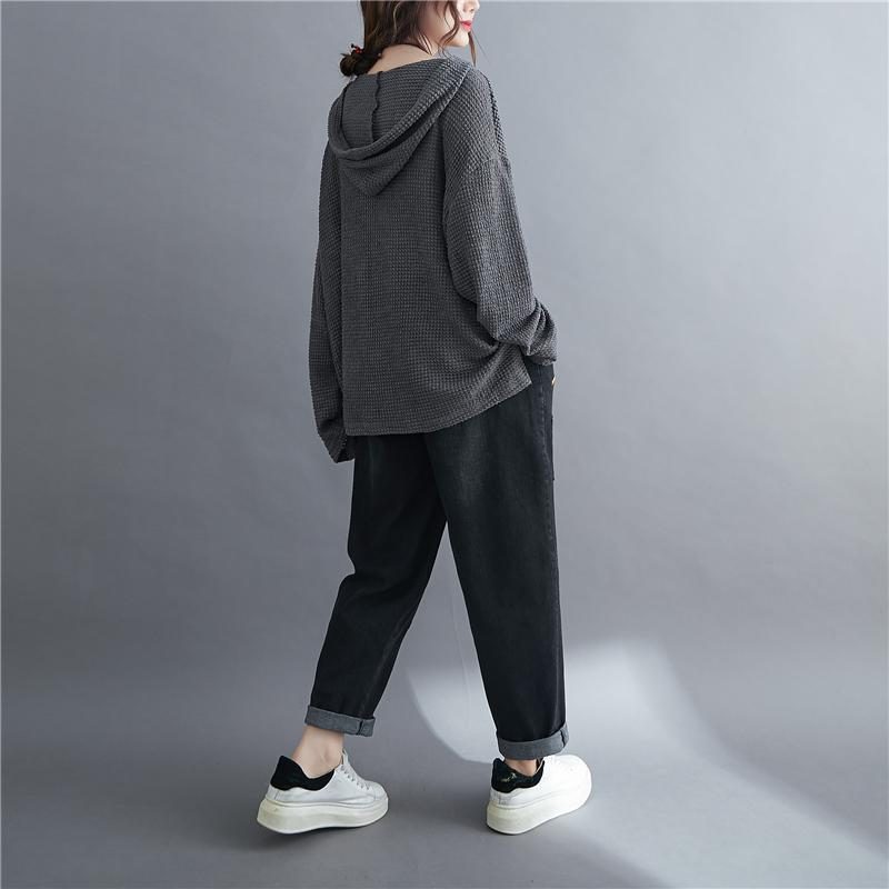 Loser Pullover Mit Kapuze Im Herbst-retro-stil