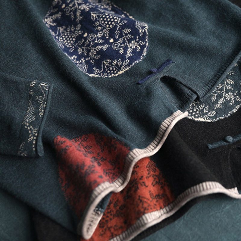 Vintage Casual Langarm Strickpullover Mit Schlitz