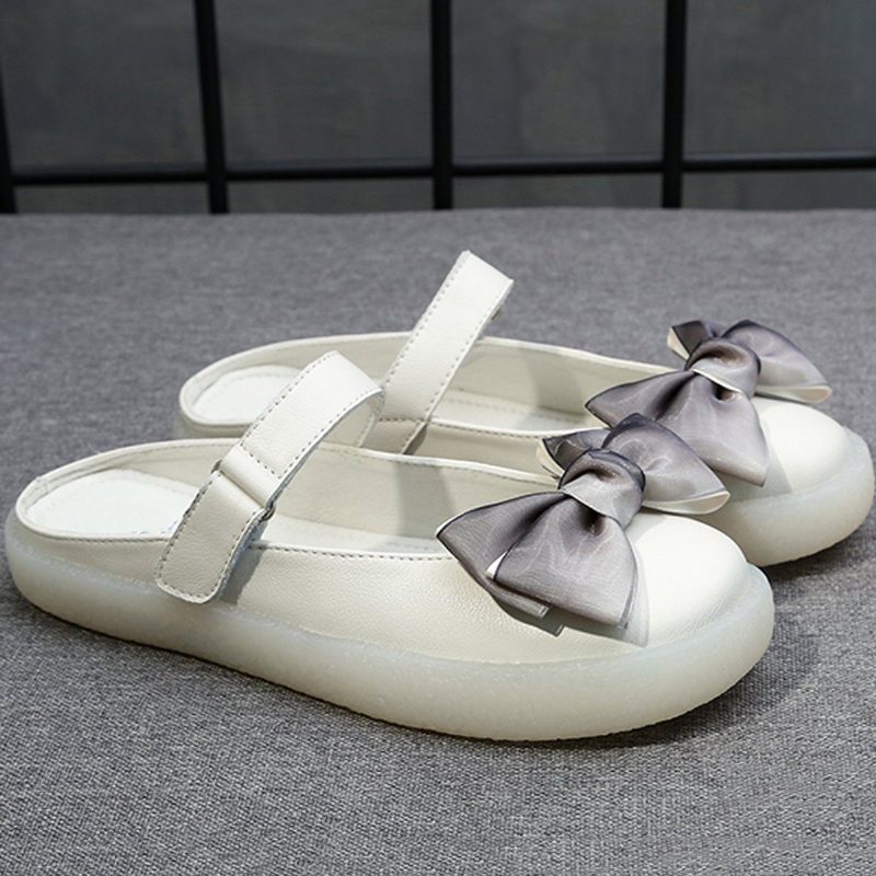Damen Flat Bow-knot Plus Size 34-43 Lässige Hausschuhe Mit Klettverschluss