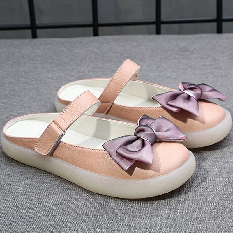Damen Flat Bow-knot Plus Size 34-43 Lässige Hausschuhe Mit Klettverschluss