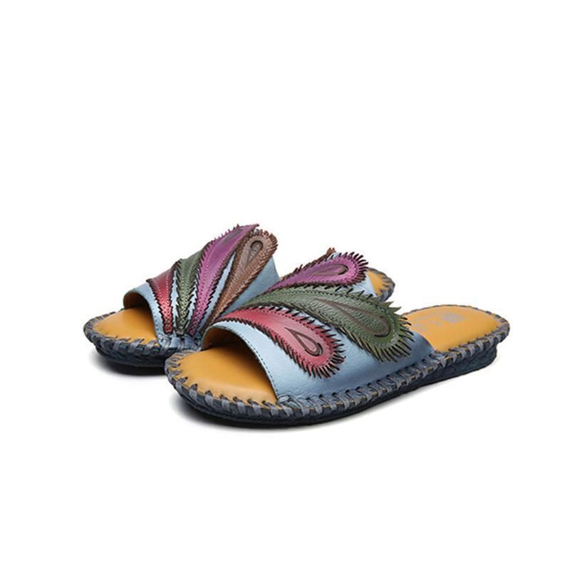Lässige Strandpantoffeln Im Sommer-ethno-stil Mit Flachem Boden