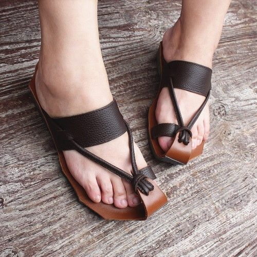 Sommer Lässige Retro Lederhandgemachte Hausschuhe Plus Größe