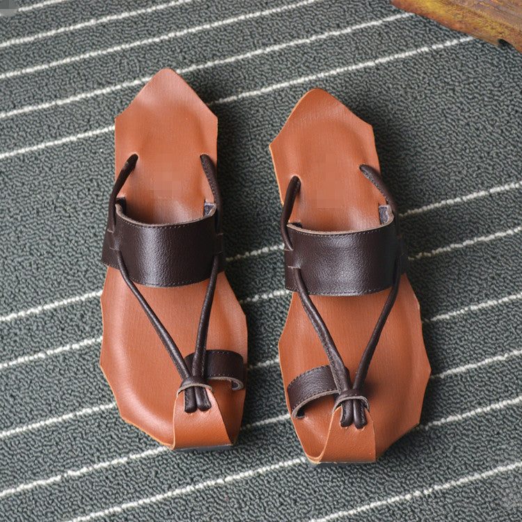 Sommer Lässige Retro Lederhandgemachte Hausschuhe Plus Größe