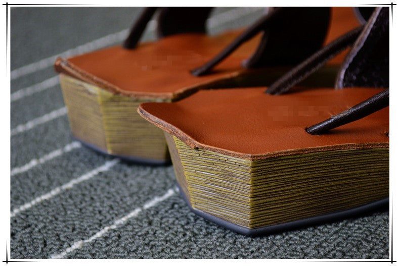 Sommer Lässige Retro Lederhandgemachte Hausschuhe Plus Größe
