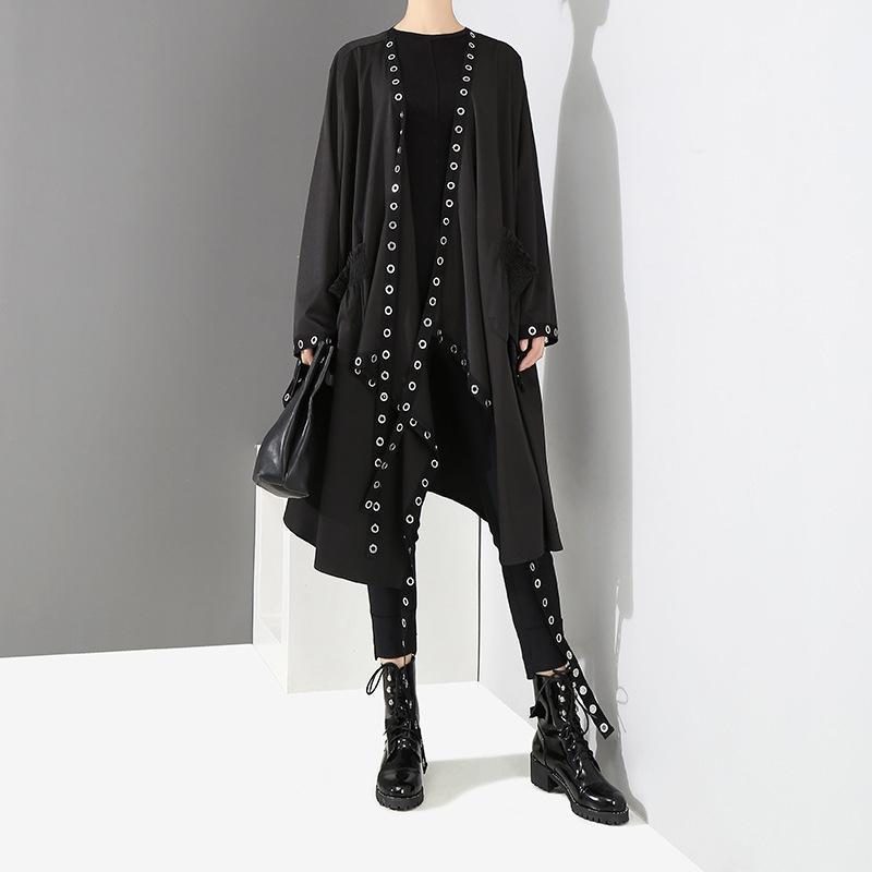 Frauen Punk Metallic Cardigan Windjacke Mäntel