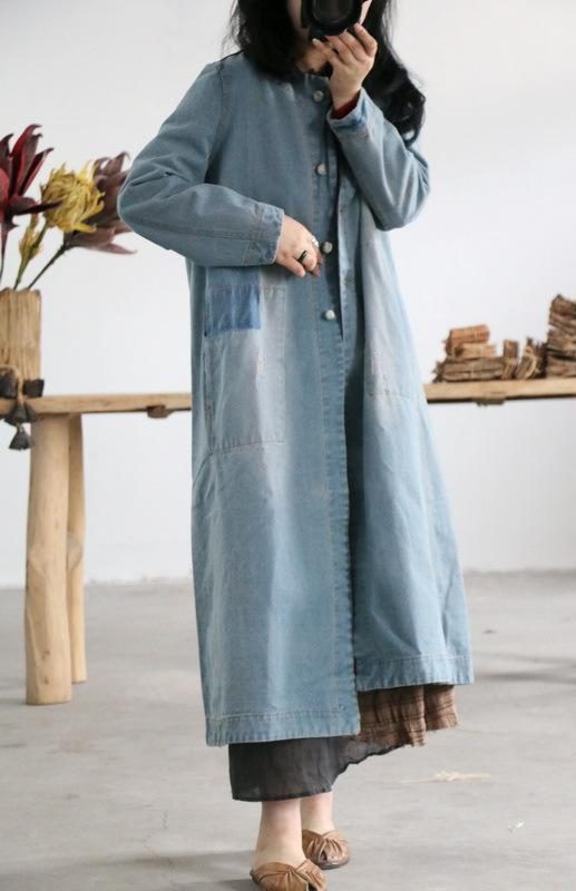 Herbst-frauen-retro-patchwork-baumwollmantel