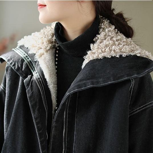 Lässige Winter-retro-jeansjacke Aus Samt