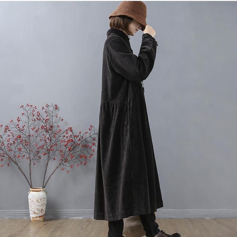 Lange Cordjacke Aus Samt Im Retro-stil