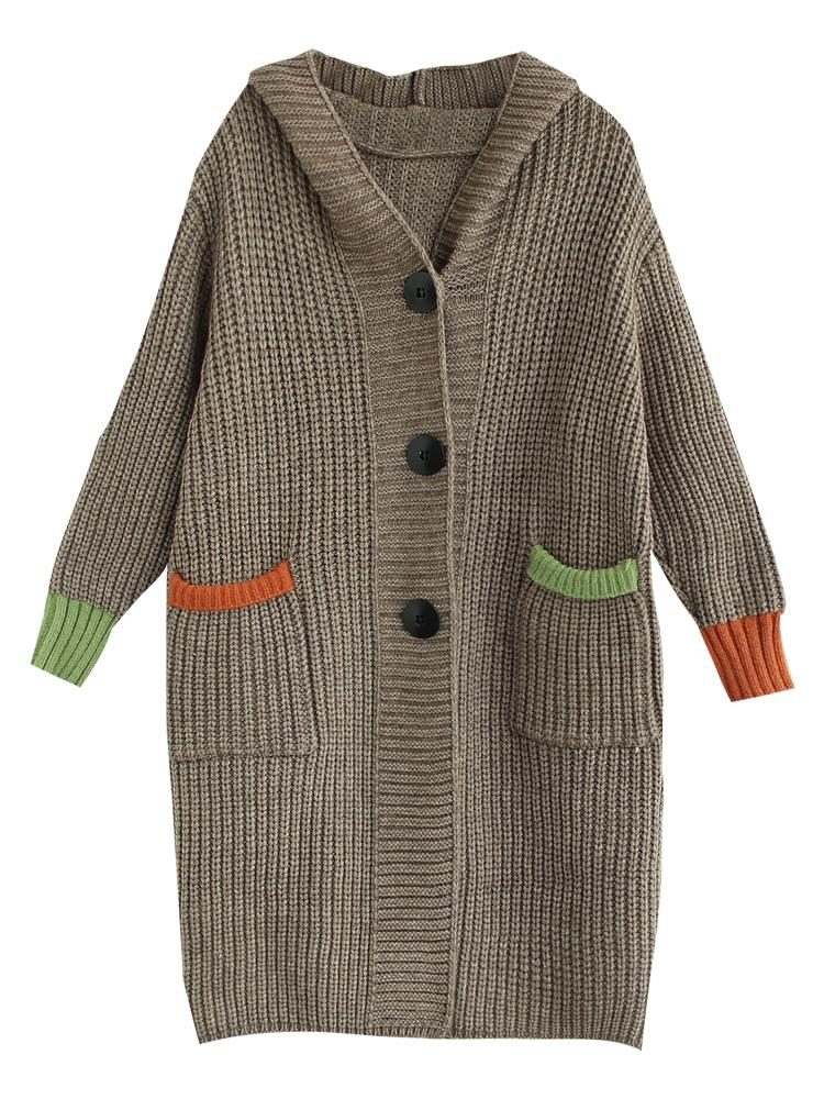 Lose Große Herbst-cardigan-jacke Mit Kapuze
