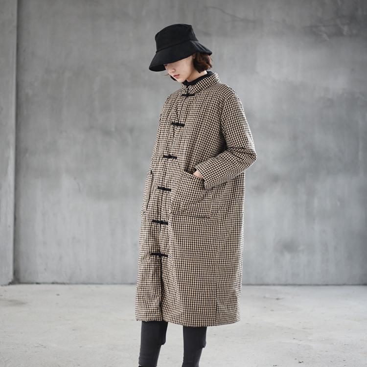 Winter-damen-baumwoll-retro-plaid-mantel