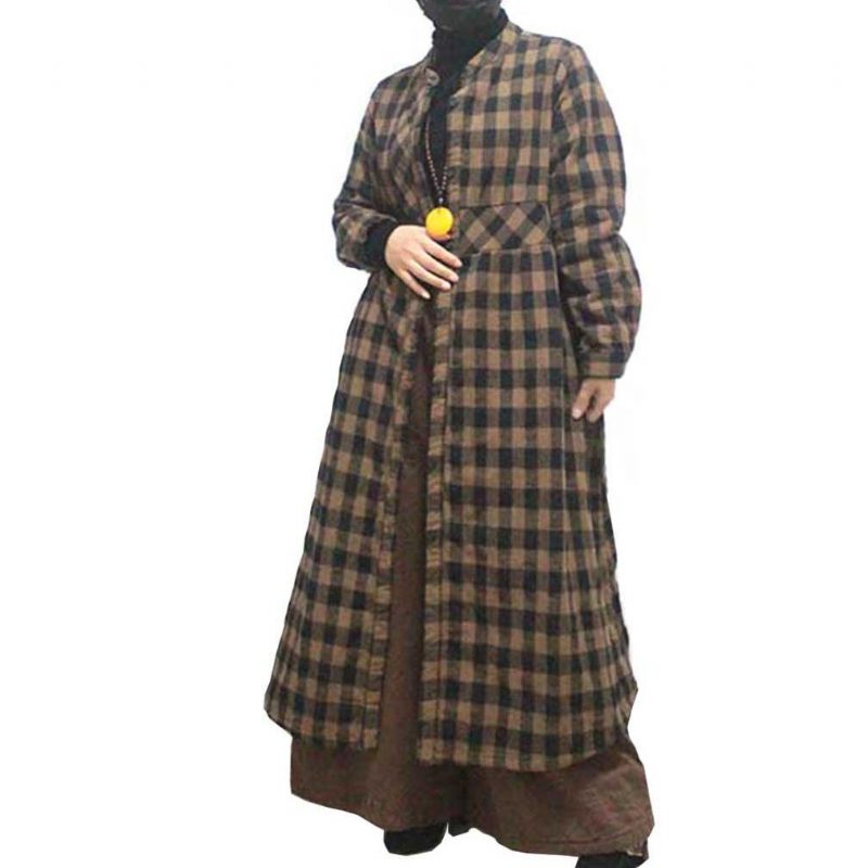 Wintermantel Aus Locker Kariertem Leinen Und Baumwolle