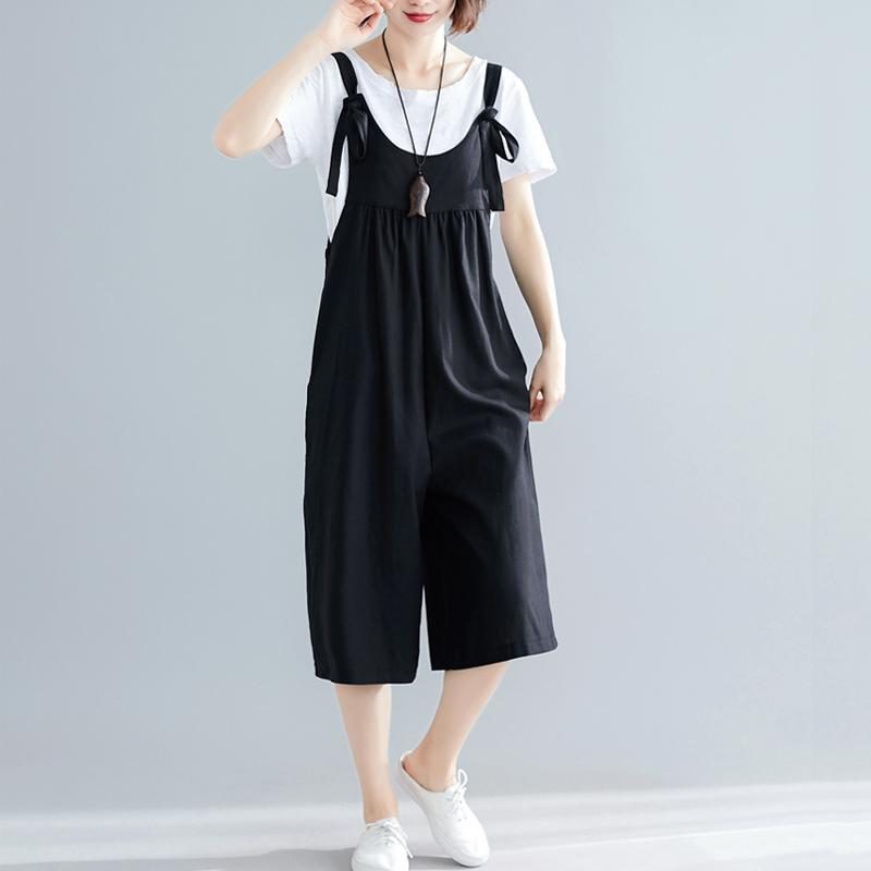 Sommer Feste Lässige Lockere Verstellbare Gürtel Cropped Jumpsuits