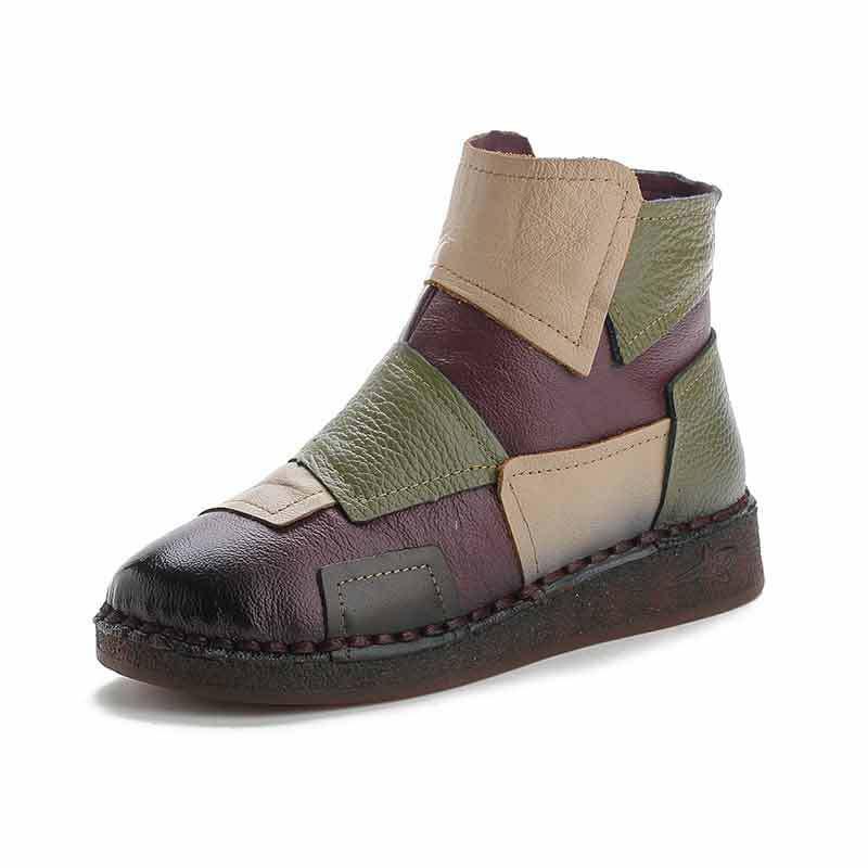 Bunte Ankle Boots Aus Leder Mit Retro-nähten 35-42 (aktualisierte Größe)