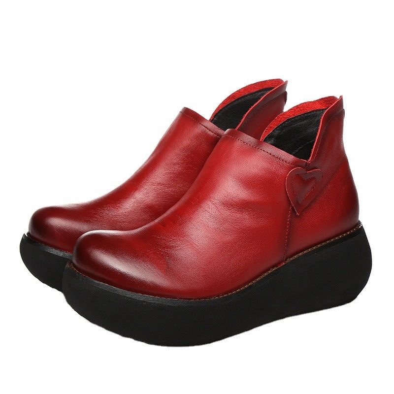 Damen Frühjahr Solide Retro-lederstiefel