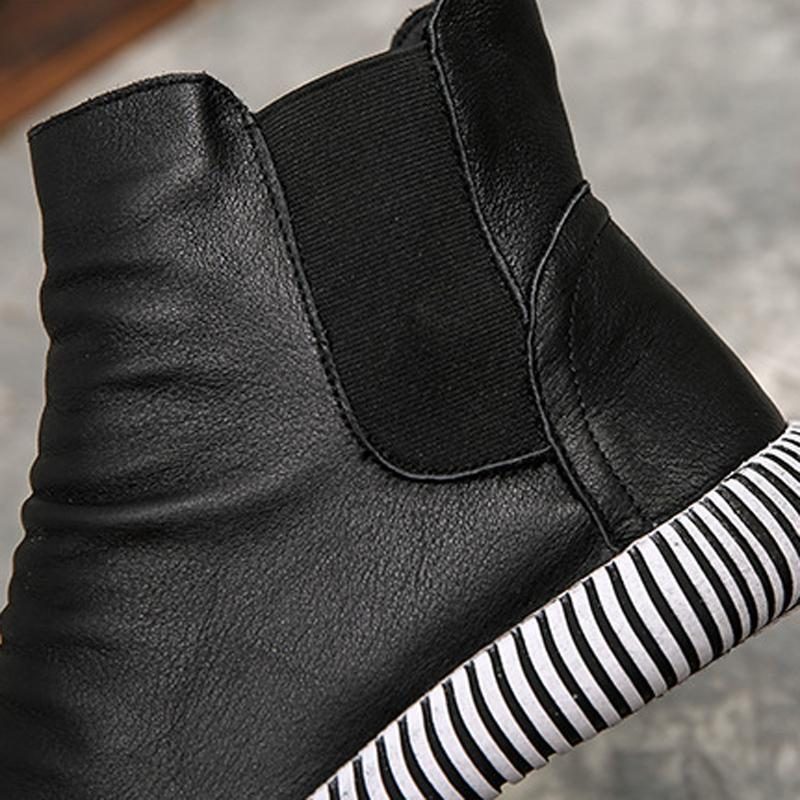 Damen Leder Casual Zebra Slip-on Stiefel