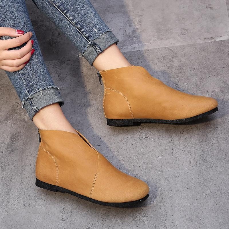 Flat Soft Bottom Casual Retro Literary Fan Single Boots