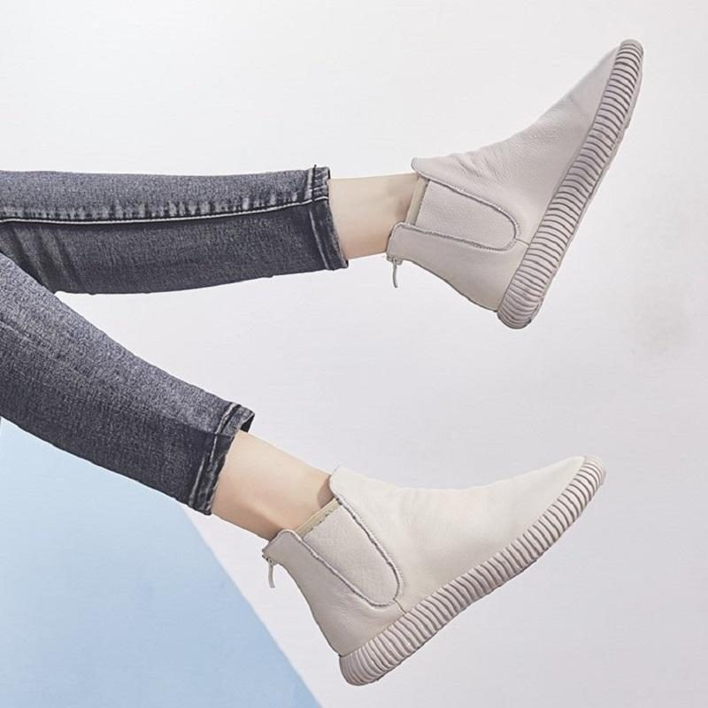 Frauen Martin Stiefel Aus Britischem Leder Mit Reißverschlüssen