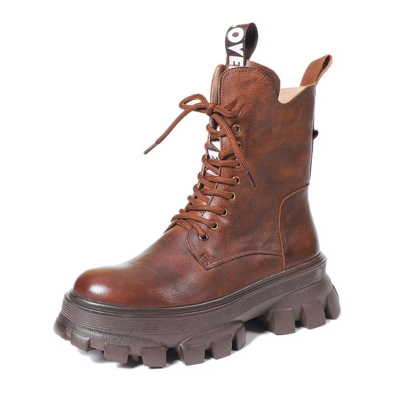 Frauen-winter-retro-art Und Weisebeiläufige Plüsch-lederstiefel