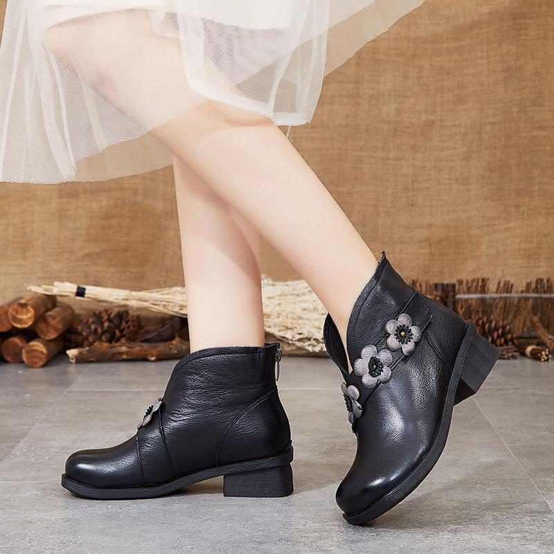 Herbst Winter Leder Handgefertigte Retro Kurze Stiefel