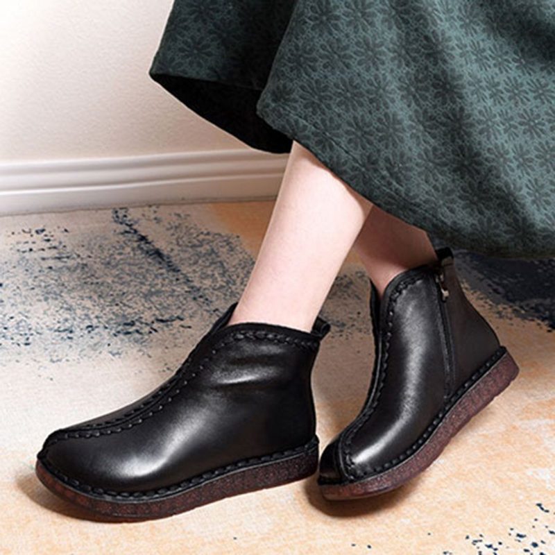 Leder Vintage Ethnic Style Weiche Damen Stiefeletten (plüsch Stile Hinzugefügt)