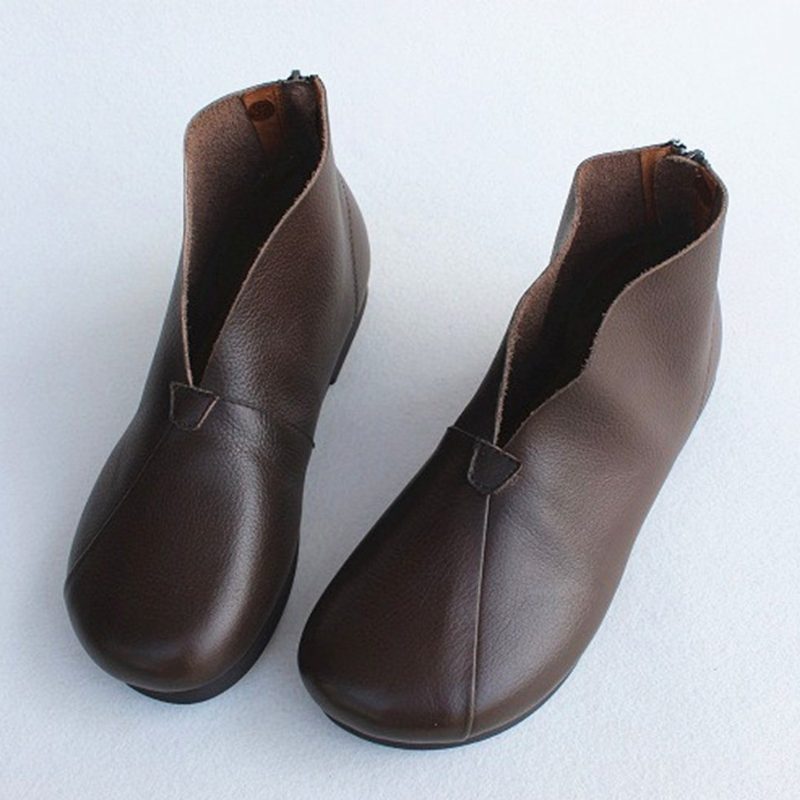Stiefeletten Mit Reißverschluss Hinten Aus Leder