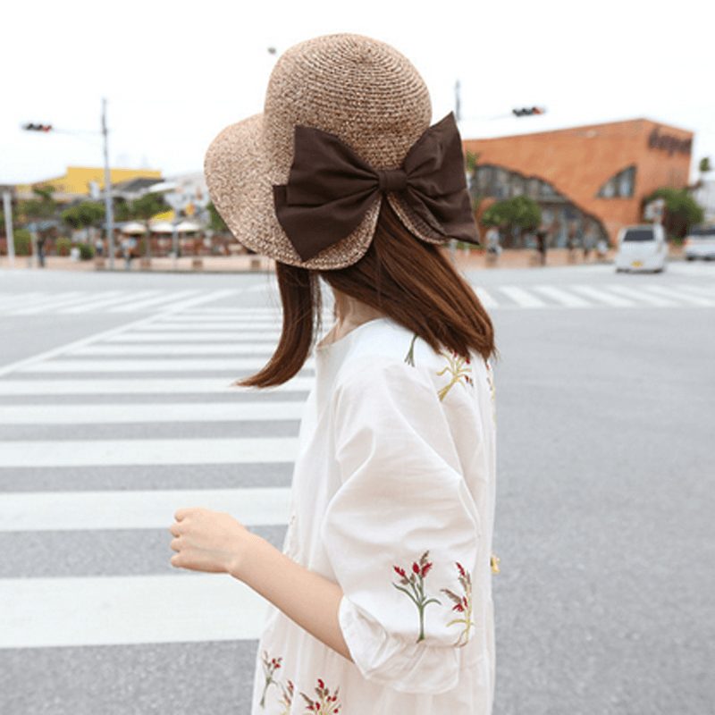 Fashion Sweet Big Bow Knot Beach Sun Strohhut