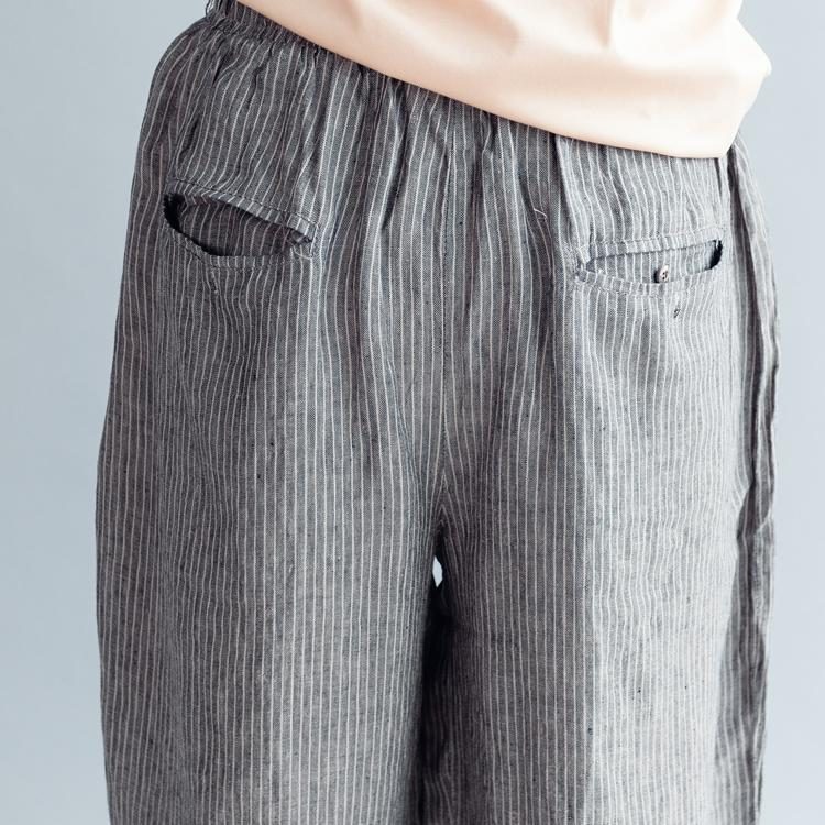 Baumwoll-leinen-hose Mit Weitem Bein Lässige Hose