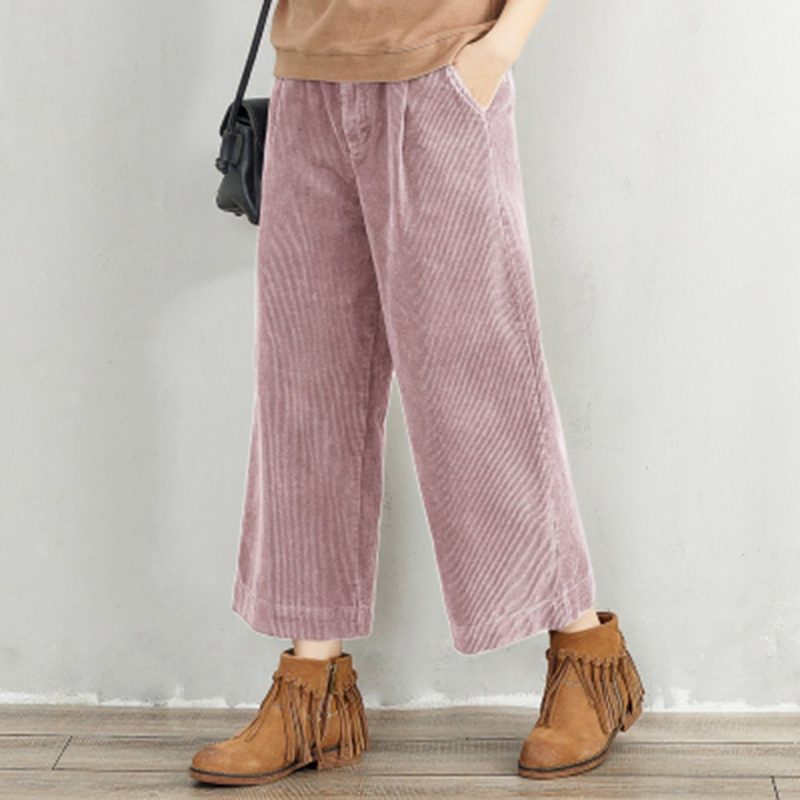 Cordhose Mit Elastischem Bund Und Weitem Bein