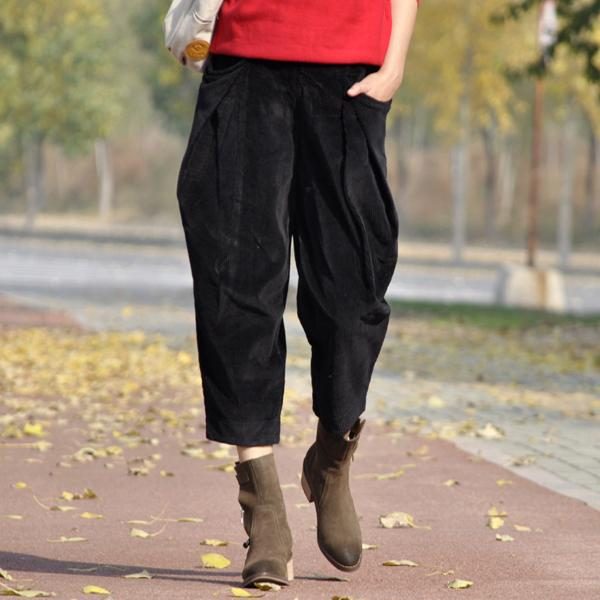 Frühling Herbst Haremshose Aus Cord Mit Elastischer Taille