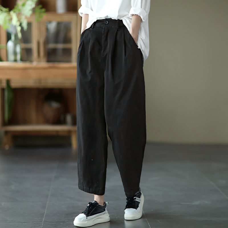 Frühlings-retro-lose In Übergröße Solide Lässige Hose Mit Weitem Bein