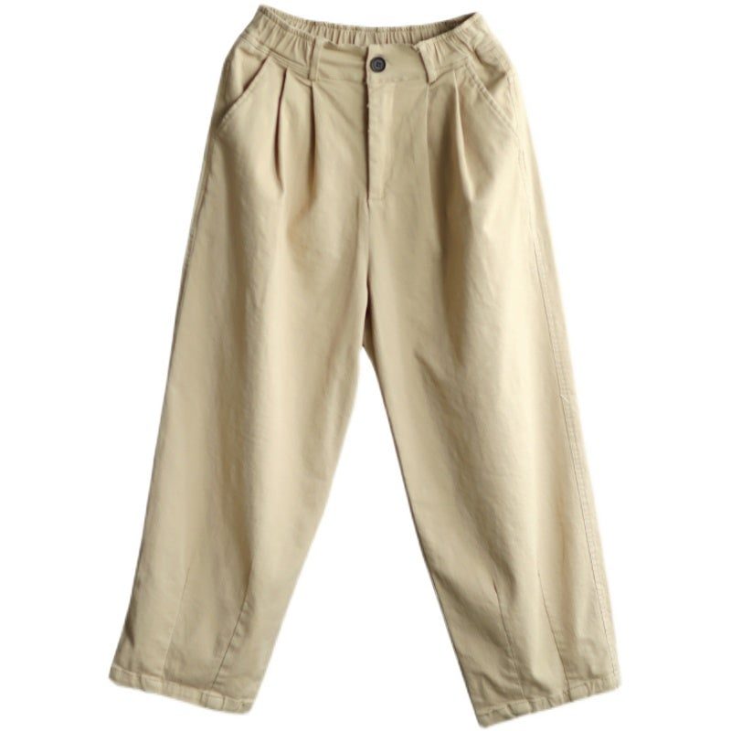 Frühlings-retro-lose In Übergröße Solide Lässige Hose Mit Weitem Bein