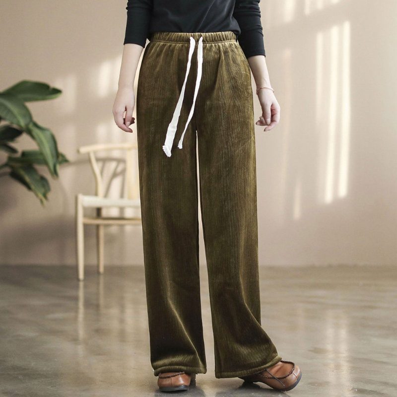 Lässige Hose Mit Weitem Bein Und Hoher Taille Für Den Winter
