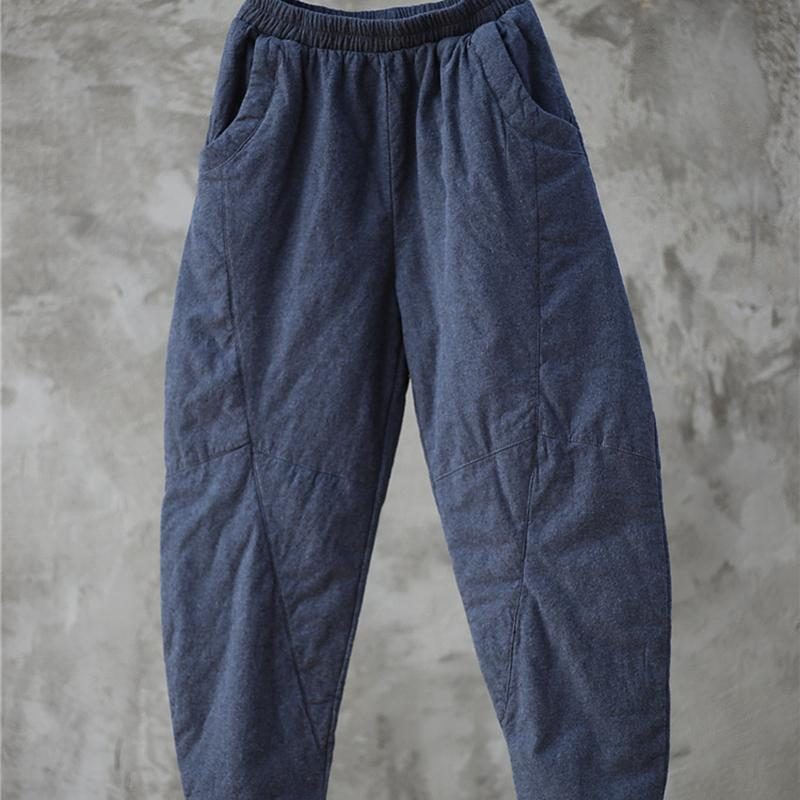 Literarische Retro-baumwoll-leinen-hose Aus Gebürstetem Jacquard