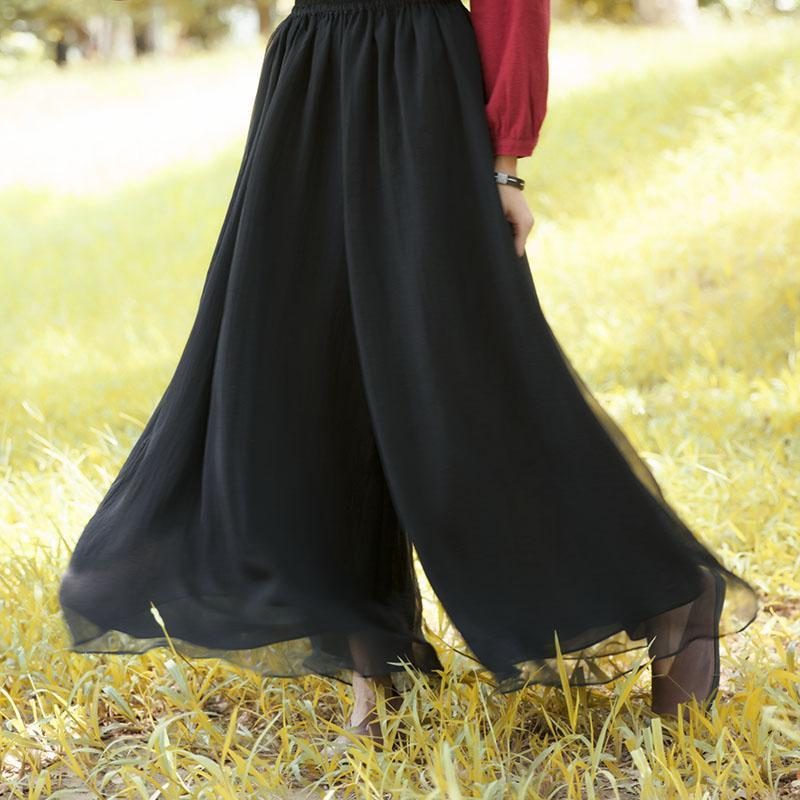 Literatur Knöchellange Chiffonhose Mit Weitem Bein