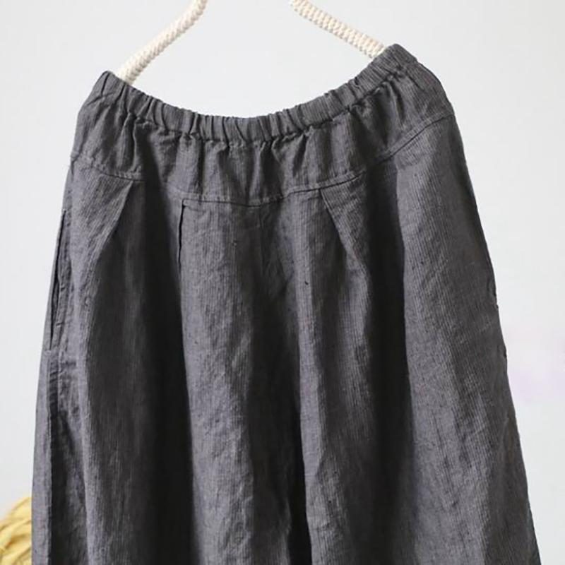 Lockere Lässige Leinenhose Mit Elastischem Bund Und Weitem Bein