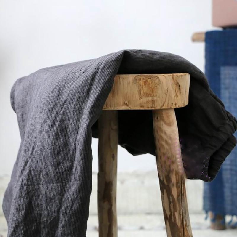 Lockere Lässige Leinenhose Mit Elastischem Bund Und Weitem Bein