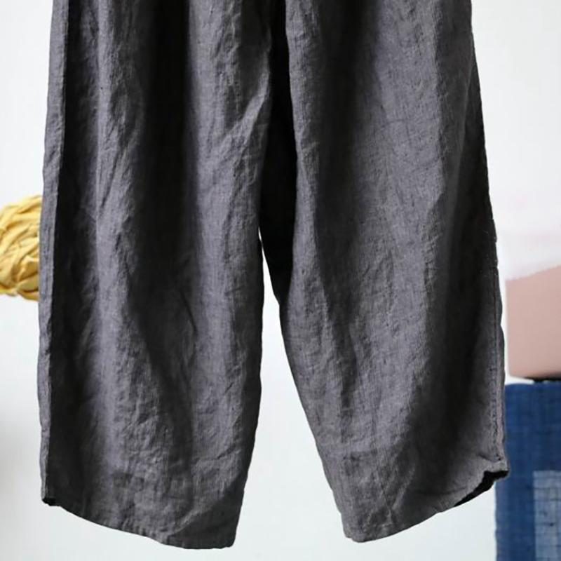 Lockere Lässige Leinenhose Mit Elastischem Bund Und Weitem Bein