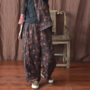 Lose Retro-hosen Aus Leinen Für Damen In Übergröße