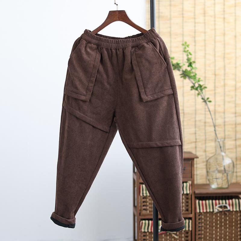 Warme Retro-winter-patchwork-cord-dicke Freizeithose