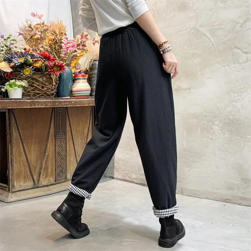 Winter-frauen-beiläufige Patchwork-lose Pluderhosen