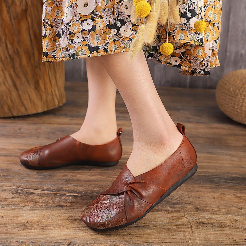 Frauen-frühlings-weinlese-weiches Leder-beiläufige Schuhe