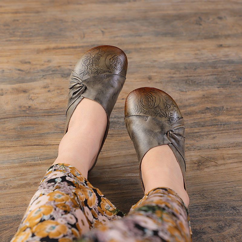 Frauen-frühlings-weinlese-weiches Leder-beiläufige Schuhe