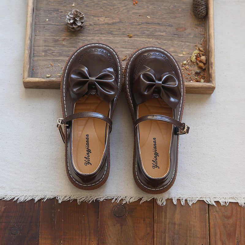 Frauen-retro-stil Bowknot Pu Casual Loafers