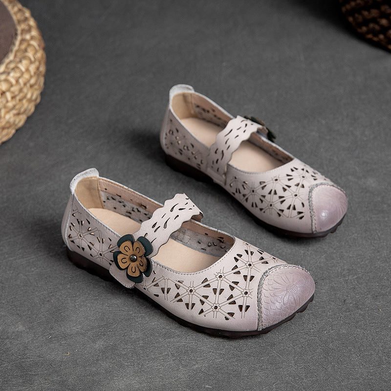 Frauen Vintage Hohle Lässige Flache Loafer Aus Leder