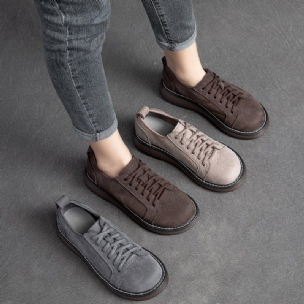 Frühlings Und Herbst-retro-soft-leder-rundkopf-freizeitschuhe