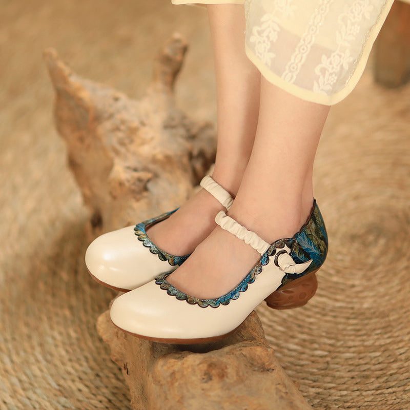 Vintage Farbabstimmung Damen Casual Leder Loafer